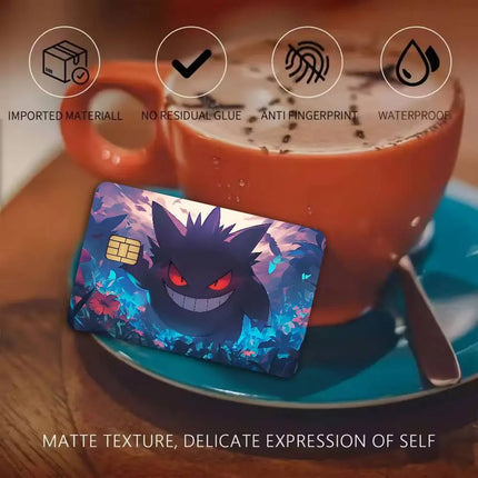 P-Pokemon Gengar Anime Diy Credit Debit Card Sticker Party Sticker Decoration Waterproof Small Chip Card Skin Sticker
