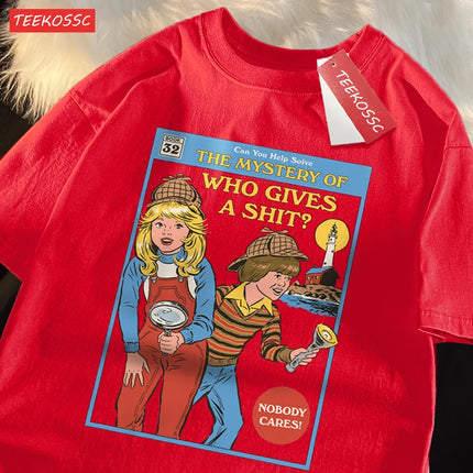 Can You Help Solve The Mystery Of Who Gives A Shit T Shirts Male Cotton Tee Clothes Hip Hop Oversized T Shirts Casual Loose Tops