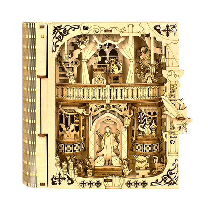Wooden Puzzle Magic Book Model, Solid Wood DIY Handmade 3D Puzzle, Suitable for Desktop Decoration, Holiday Birthday Gift