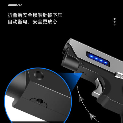Metal Gas Electric Dual-purpose Folding Lighter Windproof Jet Dual Arc USB Folding Gun Portable Lighter Fashionable Men's Gift