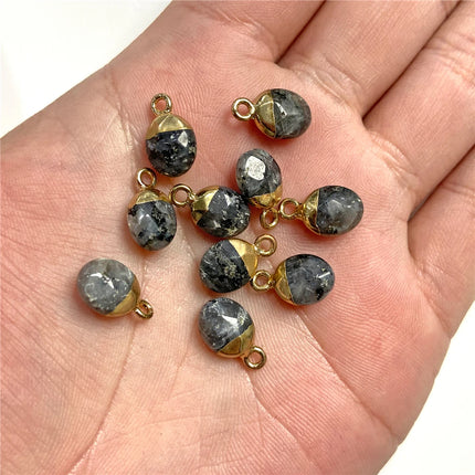5pcs 6x10MM Faceted Natural Stone Oval Pendant Charm Pendant for DIY Jewelry Making Necklace Earrings Gem Accessory Wholesale