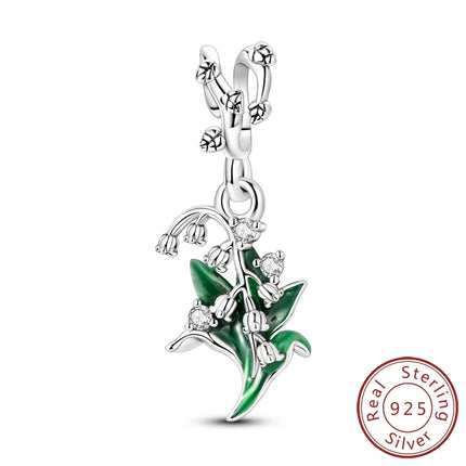 Spring Charms Beads Pendant 925 Sterling Silver Flower Butterfly Dragonfly Mushroom Charms Fit Bracelet Woman Man DIY Jewelry
