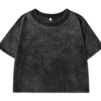 100% Cotton Washed T-Shirts For Women Loose O-Neck Crop Tops Y2k Street Female Clothes Summer Casual Vintage Short Sleeve Tees