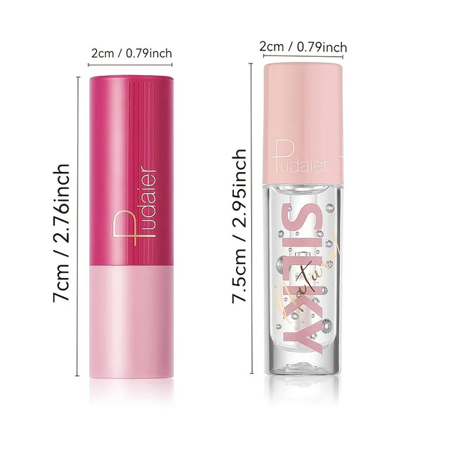 Silky Lipstick and Nourishing Lip Oil Set, Matte Pointed Lipstick, Dual-purpose, Christmas Gift Choice.