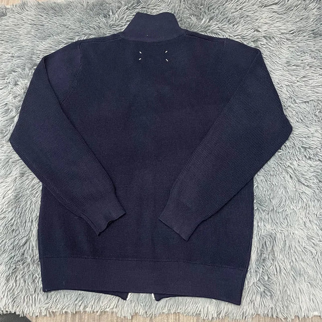 Asian size Autumn Winter Men Loose Casual Knit Sweater Zipper Semi High Neck Long Sleeve Cardigan Lazy Comfortable Warm Top