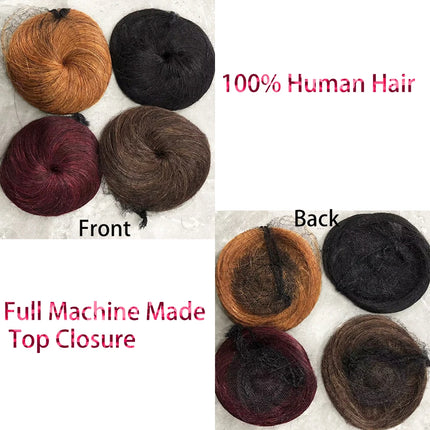 28PCS Brazilian Short Human Hair Extensions #1B#4#30#99J One Pack For A Full Head 100% Human Hair Bundles With Free Closure
