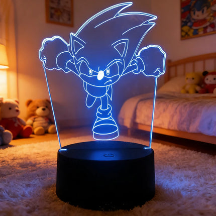 Sonices The Hedgehog Harajuku Anime Figures 3D LED Night Lights Cute Cartoon Home Bedroom Decoration Table Lamps Kids Toys Gifts