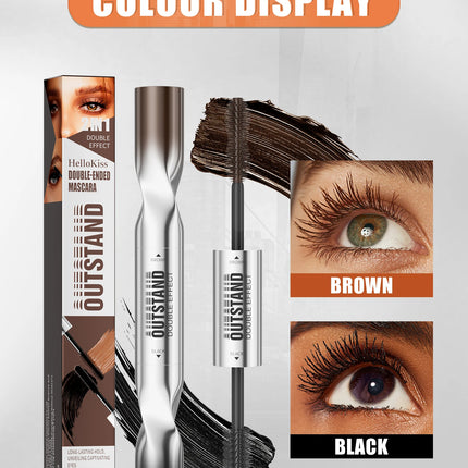 Double Ended Waterproof Mascara Black&Brown, Long-Lasting Lashes, Volumizing Lengthening for All Skin Types, Mascara Waterproof