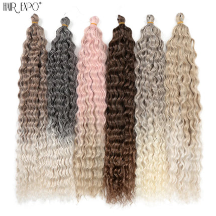 22"Ariel Curl Crochet Hair Synthetic Deep Wave Braid Hair Extension Ombre Ariel Curl Hair Soft Water Wave Twist Hair Blonde Pink