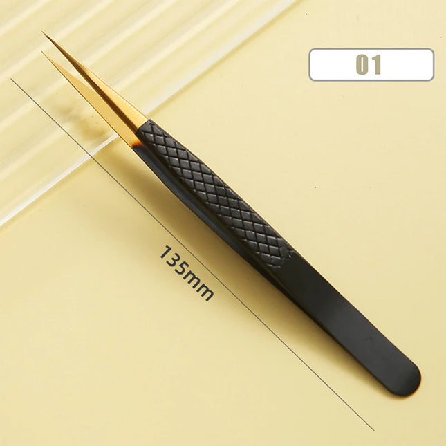 1Pcs Eyelash Tweezers Anti-static Non-magnetic Professional Pincet 3D Eyelash Extension Tweezer 100% Closure Makeup Tool
