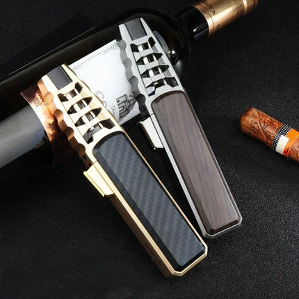 JOBON Metal Outdoor Windproof Turbine Torch Strong Fire Power Blue Flame Straight Butane Gas Lighter Gas Kitchen BBQ Welding
