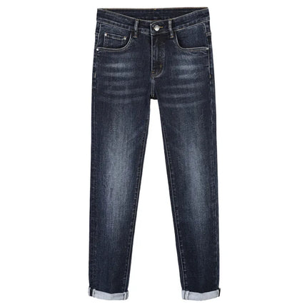 Autumn and Winter Thick Jeans for Men 2024 New Embroidered Fashion Elastic Slim Fit High-End Men's Clothing Denim Trousers