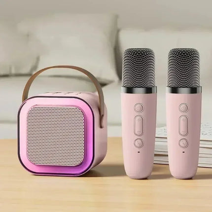 Bluetooth K12 Karaoke Machine Portable 5.3 PA Speaker System with 1-2 Wireless Microphones Home Family Singing Children's Gifts