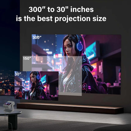 Netflix YouTube Projector 8'' Touch Screen 1080P 4K, 180° Rotation - Android iOS Sync, WiFi BT5.0, HDMI USB Home Cinema Gaming
