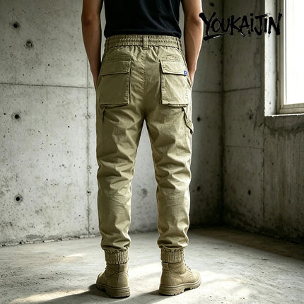 YOUKAIJIN Men's Loose Profile Pants American Vintage Trousers for Men High Waist Army Green Men's Casual Pants Cargo Trousers