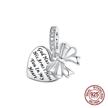 Hot Sale Charms Beads 925 Sterling Silver Solid Color Letter Family Forever Tree of Life Zircon Beads Fit DIY Bracelets Jewelry