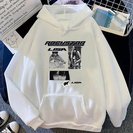 Lisa Rockstar Hoodie Eco Friendly Material Female Idol Fashion Retro Unisex Sweatshirt Autumn Winter Vintage Korea anime hoodie