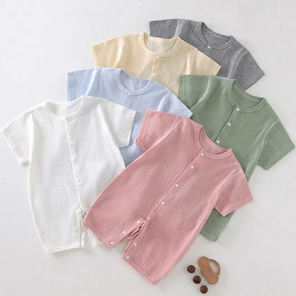 2026 Newborn Baby Clothes Boy Girl Infant Clothing Rompers Summer Short Sleeve Maternity Exit Bodysuit Sleepwear For New Born