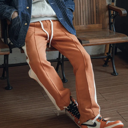 Non Stock 80s Old School Style Two-Tone Sweatpants Mens Cotton Jogging Trousers