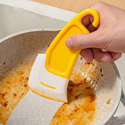 3Pcs Kitchen Scraper Oil Stain Cleaning Silicone Spatula Cake Baking Pastry Gadgets Dirty Pan Pot Dishes Cleaner Tools Scraper