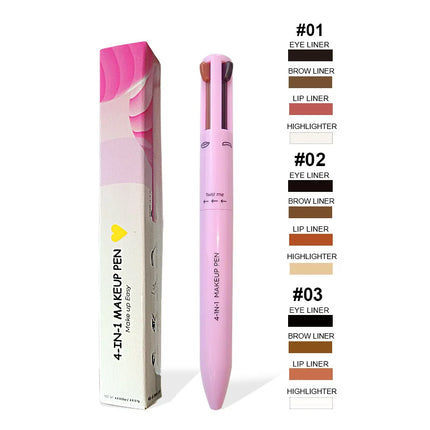 4 in 1 Long-lasting Vegan Makeup Pen Face Eye Makeup Beauty Pencil Eyebrow Eyeliner Lip Liner Highlighter Pen