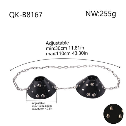 PU Leather Nipple Clamps Female Erotic Chest Bondage Device Rivets Sexy Lingerie Adult Body Accessories Clitoral Stimulation 18+