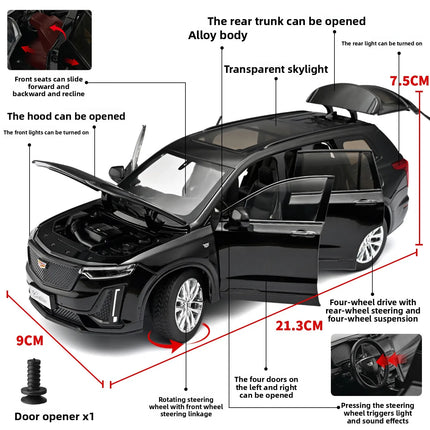 1:24 Cadillac XT6 Alloy Diecast Car Model, Pull Back with Light & Sound, 4S Store Display Ornament, Premium Gift for Boyfriend