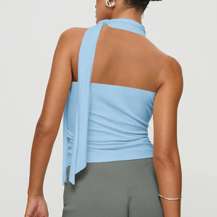 Women Sexy And Elegant Sleeveless High Neck Slim Fit Vest Nightclub Street Style New White Strap Casual Upper Outer Garment