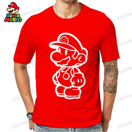 Men's Children's T-Shirt Mario Y2k 2024 Streetwear Anime Short Sleeve Tops Mens Clothes Quick Dry 110-6XL Harajuku Style Fashion