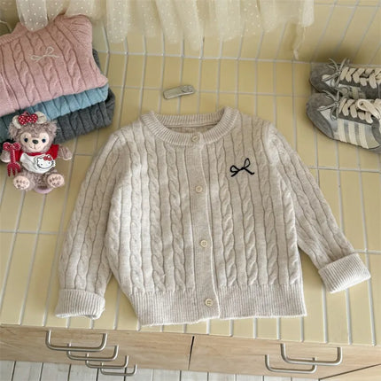 New Children's Fashion Baby Girl Autumn Sweater  Winter Baby Girl Clothes Solid Color Autumn Knitted Cardigan Spring and Autumn