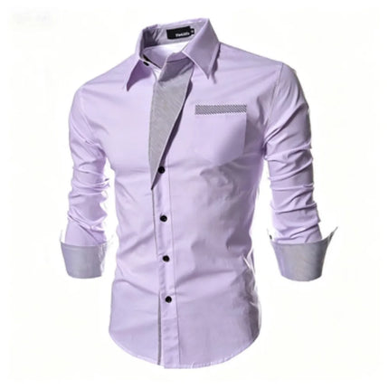 2026 Men's Long Sleeved Casual Shirt, Striped Slim Fit Men's Shirt, Fashionable Section Color, Plus Size, Diverse Colors