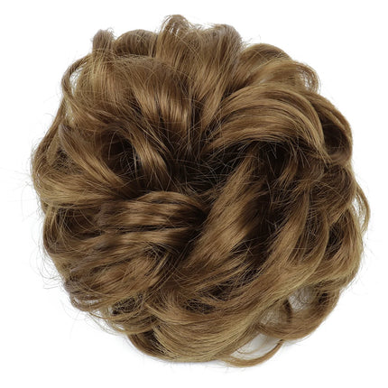 Azqueen Synthetic Messy Bun Chignon Donut Gary Brown Color Hair Bun Pad Elastic Hair Rope Rubber Band Hair Extensions