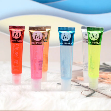 6/12Pcs Fruity Watery Glossy Lip Gloss Set VE, Rosehip, Argan, Mint, Aloe, Coconut Flavor Clear Lip Oil Moisturizing Lip Plumpin