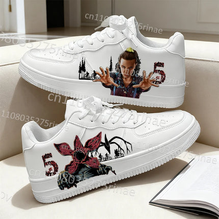 New Hot Selling breathable Strangered Things Children Adult White Shoes man woman Lace up White Sneakers boys girls gift