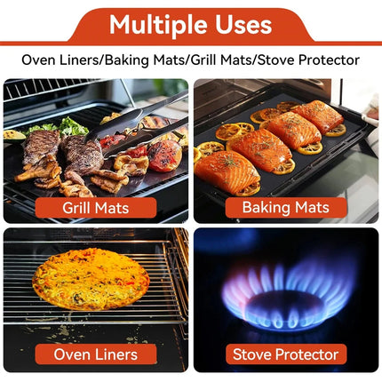 New Oven Liners Reusable Non-stick Anti Dirt Protection Pad Heat Resistant BBQ Grill Mat for Barbecue Cooking Baking Accessories
