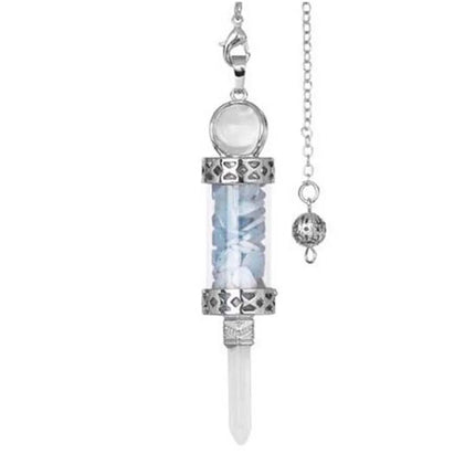 KFT Natural Healing Crystal Pendulum for Divination Dowsing Wishing Bottle Stone Pendant Hexagonal Rock Quartz Pendulum Balanced