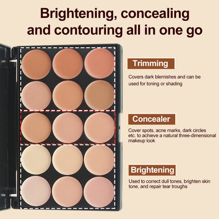 Multifunction Concealer Palette Cream Texture Covers Acne Marks Dark Circles 15 Colors Face Makeup Waterproof Make up Cosmetics
