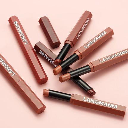 Peach Nude Velvet Matte Lipstick 12 Color Waterproof Lipstick Pencil Long-Lasting Highly-Pigment Rose Wood Lip Stain Tint Makeup