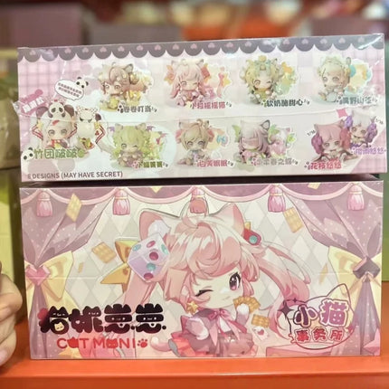 Hot Original Moni Cute Cat Kitten Office Blind Box Table Display A Surprise Toy  For The Girl'S Birthday Present Cute Kawaii Gif