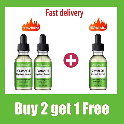 Castor Oil Eyelash Growth Serum With Brush Multipurpose Hair Eyebrow Eyelash Growth Thick Essence Nourishing Moisturize Liquid