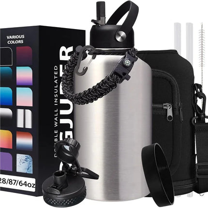Steel Large Sports Vacuum Water Bottle Set 64oz 2L Double Wall Cooler Water Vacuum Flask With Bag