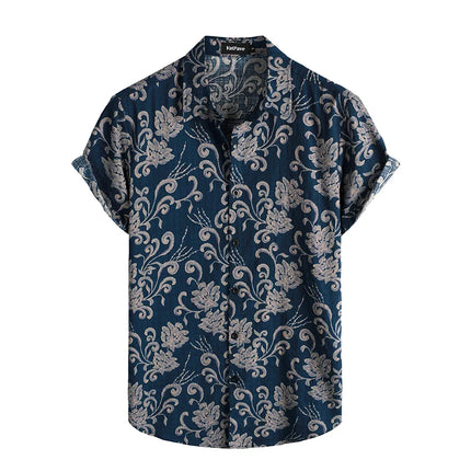Mens Casual Hawaiian Floral Shirts 3D Full Print Short Sleeve Button Down Tropical Beach For Men Camisa Manga Masculina