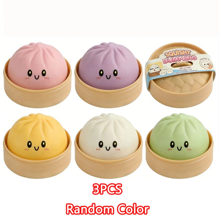 Dumpling Squishy Squeeze Toys Smile Face Dumpling Anti-Stress Ball Soft Fidget Mystery Squishy Tabas Bun Slow Rebound Sqush Toys