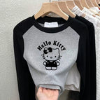 120 cm / Hello cat [black and grey cotton]