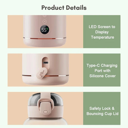 New portable wireless constant temperature milk regulator for babies to prepare milk when going out and heated thermos cup