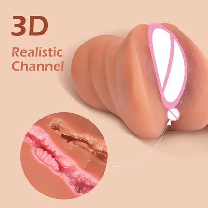 3D Flesh The Light Male Masturbation Artificial Vagina Ass mouth Silicone 3 In 1 Adult Sex Toy Sex Doll For Man Pocket Pussy Ass