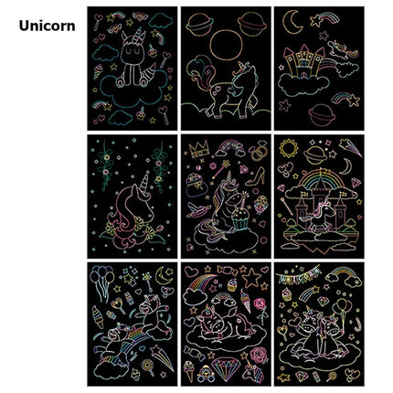 Cartoon Scratch Painting Children Drawing Toys Art Creativity DIY Graffiti Supplies Dazzling Color Scratched Paintbook TMZ