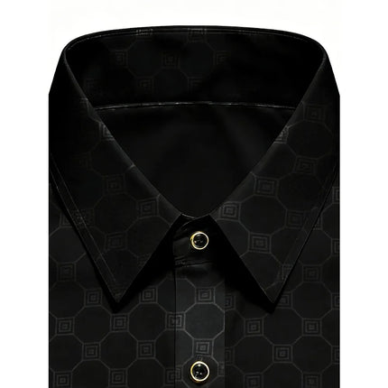 FGKKS Men Black Shirt Brand New Luxury Elegant Fashion Long Sleeve Smart Casual Western Elastic Male Business Dress Shirts