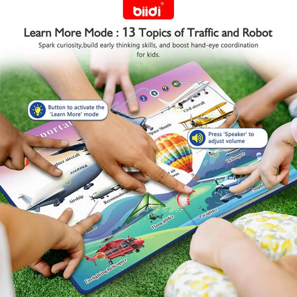 English Sound Book Traffic&Robot Montessori Education Interactive Word Teaching Learning Machine Talking E-Book for Children Boy