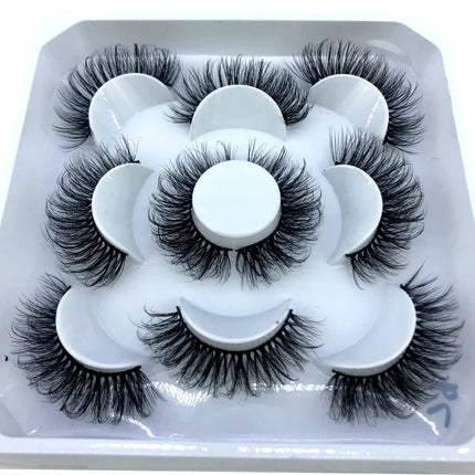 AMSDCN New 5-Pair 8-25mm Natural 3D Mink Eyelash Extension Eyelash Maquiagem